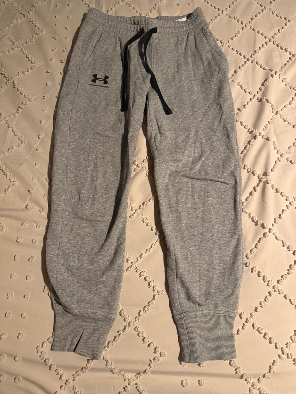 Under Armour Kids Gray Heather Jogger Sweatpants with Black Drawstring